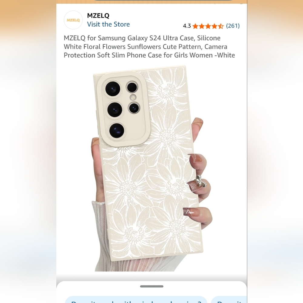 Floral Cream Phone Case Samsung Galaxy S24